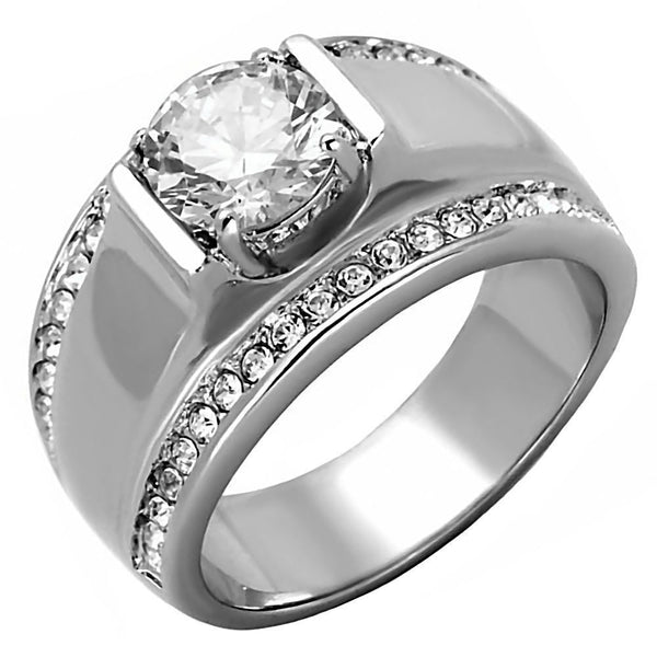 Nathan: Mens 2.66ct Russian IOF CZ Solitaire Design Semi-Eternity Ring - Trustmark Jewelers - Mens Rings