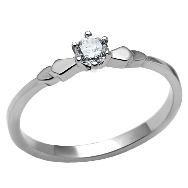 Posie: 0.20ct Russian IOF CZ Solitaire Petite Steel Engagement Ring - Trustmark Jewelers - Engagement Rings
