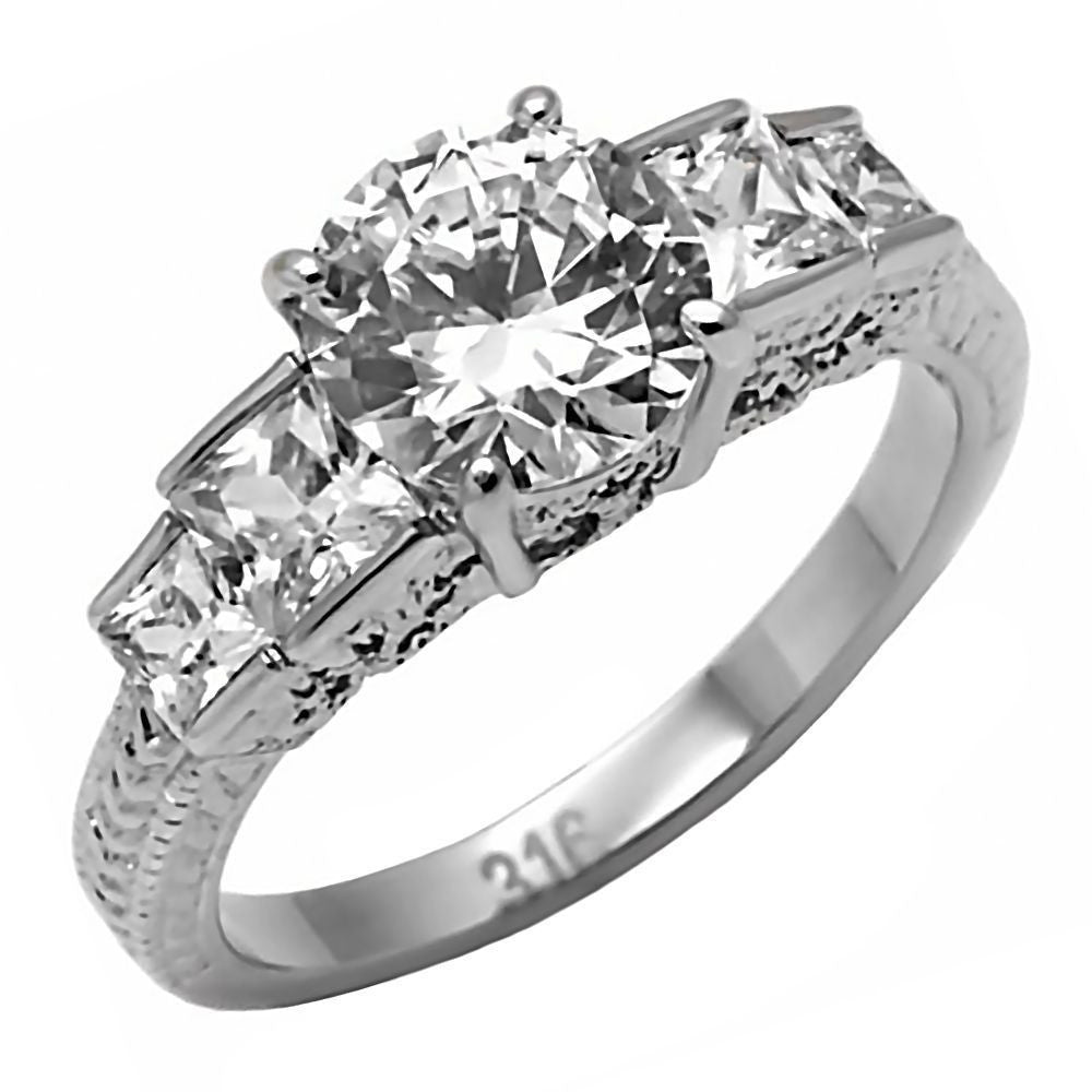 Basanti: 5 Stone 3.52ct Scroll-work and Cathedral setting Steel Ring - Trustmark Jewelers - Engagement Rings