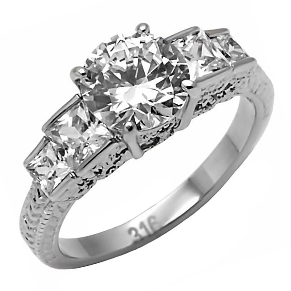 Basanti: 5 Stone 3.52ct Scroll-work and Cathedral setting Steel Ring - Trustmark Jewelers - Engagement Rings