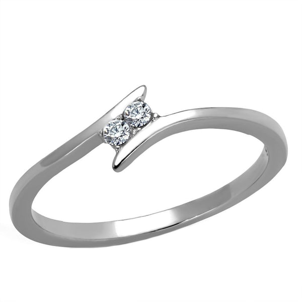Parvati: 0.06ct Russian IOF CZ Stylish Turn-bypass Steel Promise Ring - Trustmark Jewelers - Promise Rings