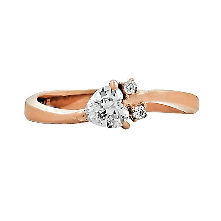 Alicia: Heart cut Russian Ice CZ IP Rose Gold 316 Steel Promise Ring - Trustmark Jewelers - Promise Rings - 1