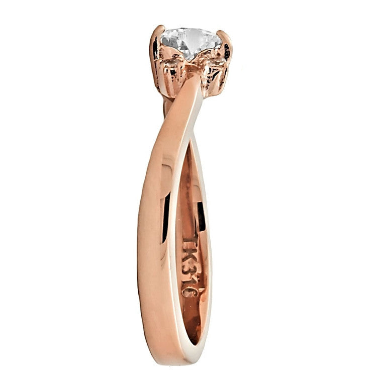 Alicia: Heart cut Russian Ice CZ IP Rose Gold 316 Steel Promise Ring - Trustmark Jewelers - Promise Rings - 3