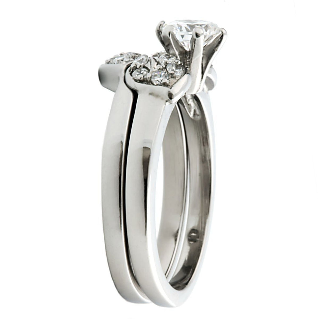 Paige: Floral designed 0.71ct Russian IOF CZ 2 pc Wedding Ring Set - Trustmark Jewelers - Wedding Ring Sets - 3