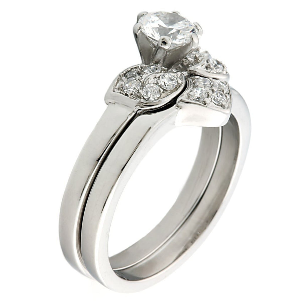 Paige: Floral designed 0.71ct Russian IOF CZ 2 pc Wedding Ring Set - Trustmark Jewelers - Wedding Ring Sets - 2