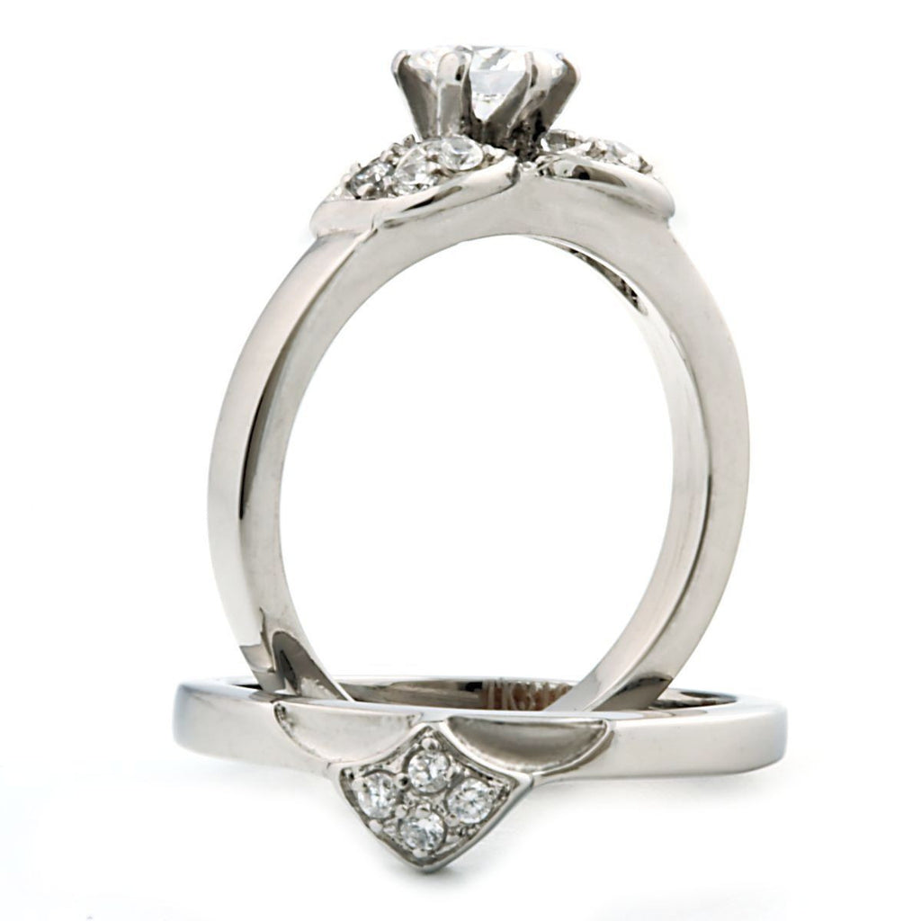 Paige: Floral designed 0.71ct Russian IOF CZ 2 pc Wedding Ring Set - Trustmark Jewelers - Wedding Ring Sets - 4