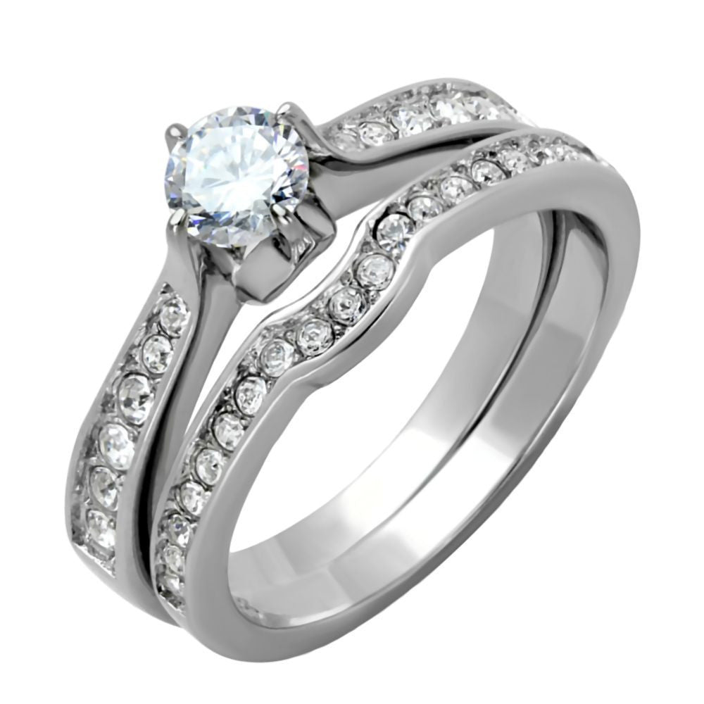Roz: 1.05ct 2 pc Russian Ice on Fire semi-eternity Wedding Ring Set - Trustmark Jewelers - Wedding Ring Sets