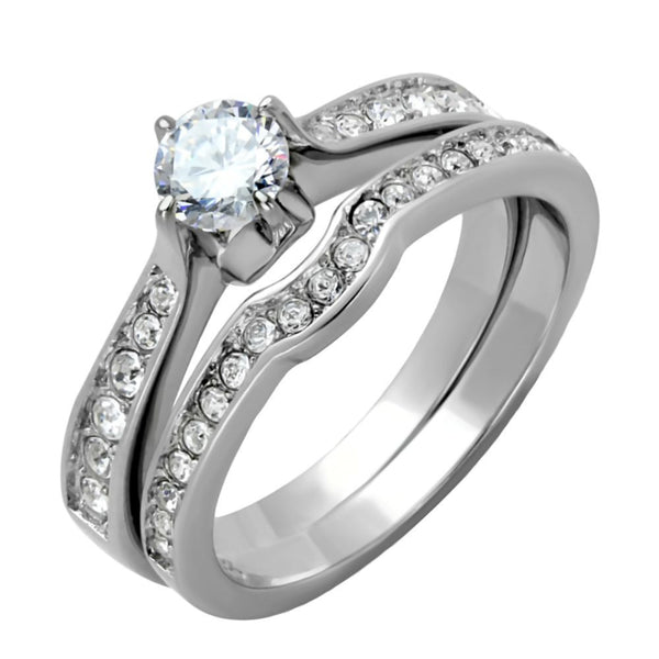 Roz: 1.05ct 2 pc Russian Ice on Fire semi-eternity Wedding Ring Set - Trustmark Jewelers - Wedding Ring Sets
