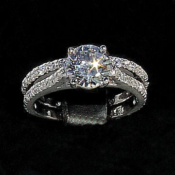 Christy: 2.1ct Ice on Fire CZ Eternity Wedding Ring Set, White HGe - Trustmark Jewelers - Wedding Ring Sets - 2