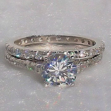Christy: 2.1ct Ice on Fire CZ Eternity Wedding Ring Set, White HGe - Trustmark Jewelers - Wedding Ring Sets - 3